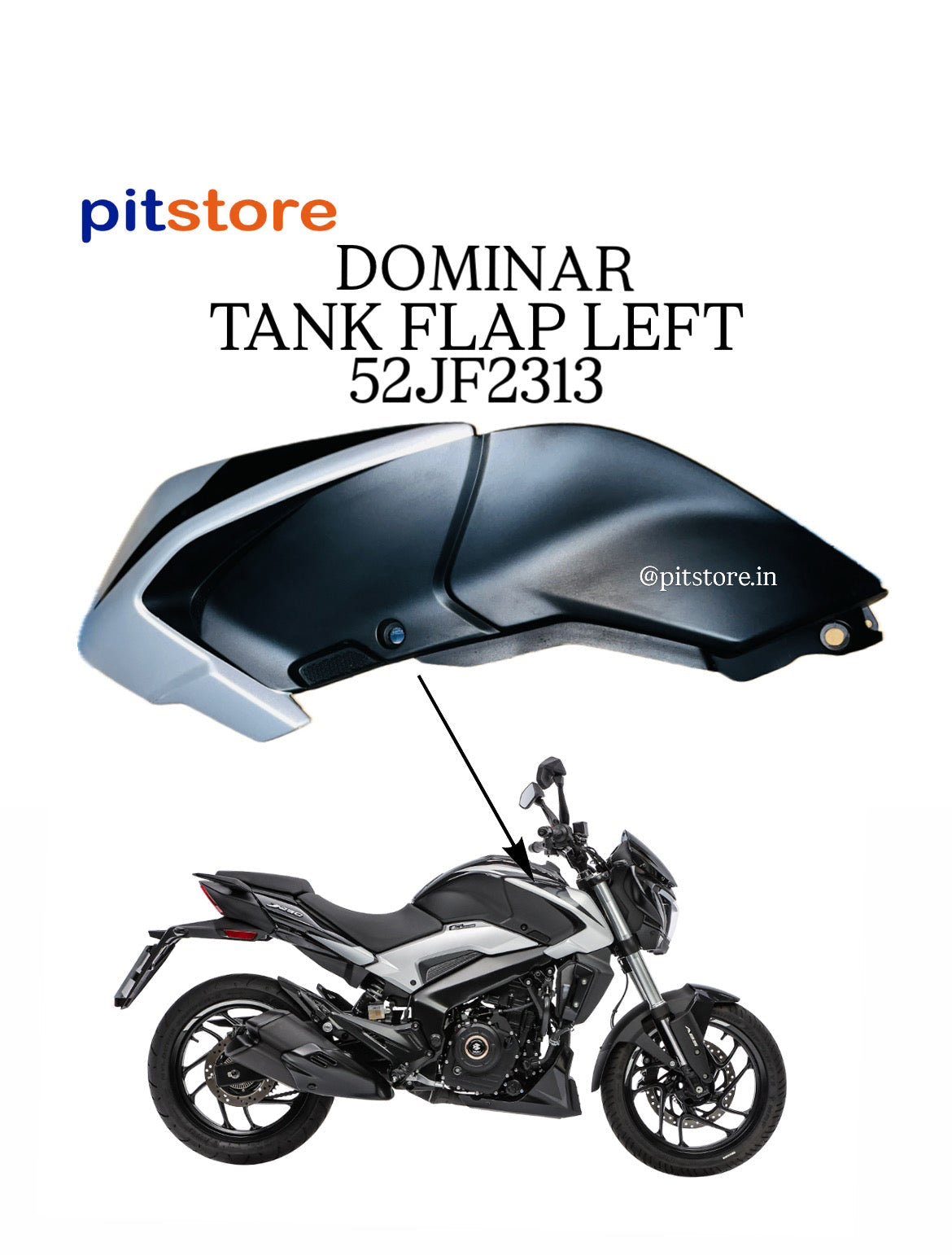 TANK FLAP LEFT - SILVER - 52JF2313 - DOMINAR 250/400
