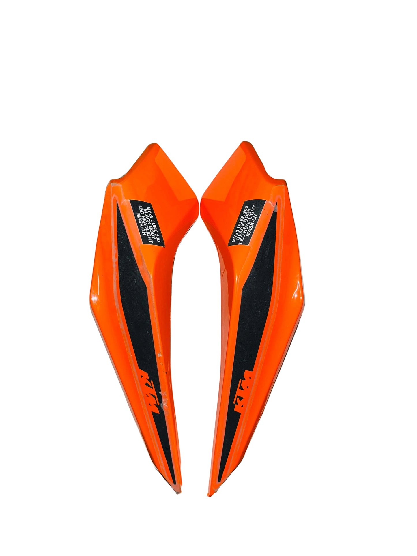 KTM DUKE 390 SIDE MASK SET ORANGE WITH BLACK STICKER