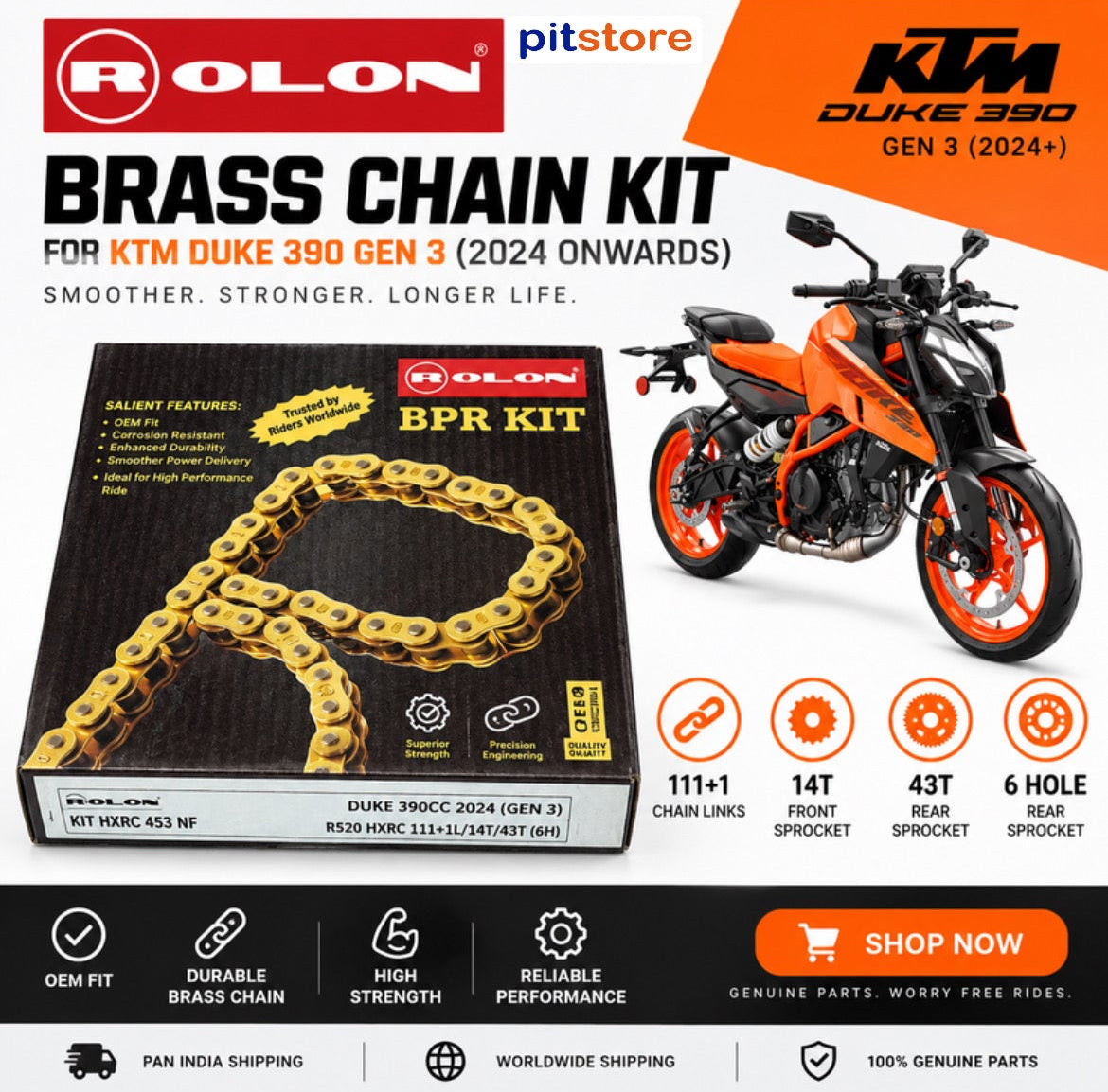CHAIN KIT - BRASS - FOR KTM DUKE -
390 GEN 3 (2024 ONWARDS)