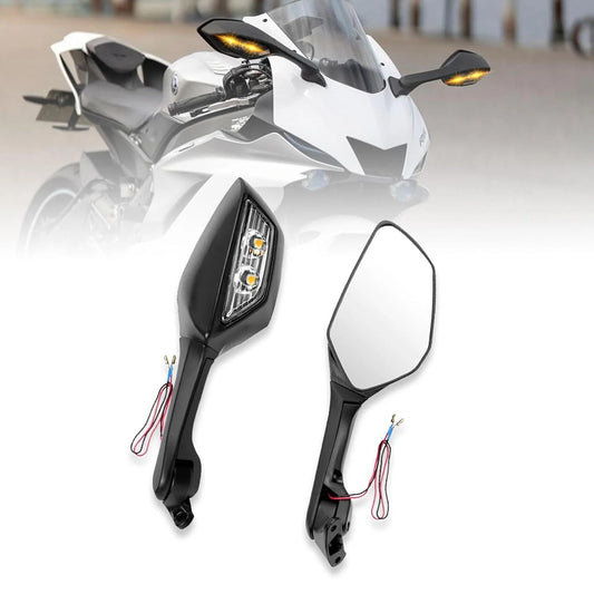 ZX10R MIRROR FOR R15 V3, V4 & M Bike Adjustable Rear View Side Mirror with Turn Signal Led Indicator for All Fairing Bikes