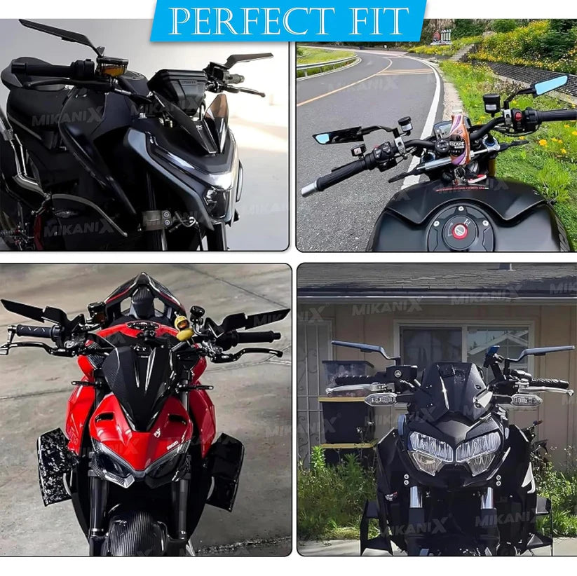 Bike Rear View Side Handle Bar York Nut Fitting Mirror | Stealth Convex Glass Mirror For All Motorcycle