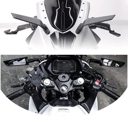 Imported Original Wind Wing RRearview Stealth Aerodynamic Mirrors Fully Faired Bikes, Motorcyles Ninja 250 300 400 GSX250R 360, R15 V4M, R15 V4, R15 V3, Adjustable (Black, Pack of 2)