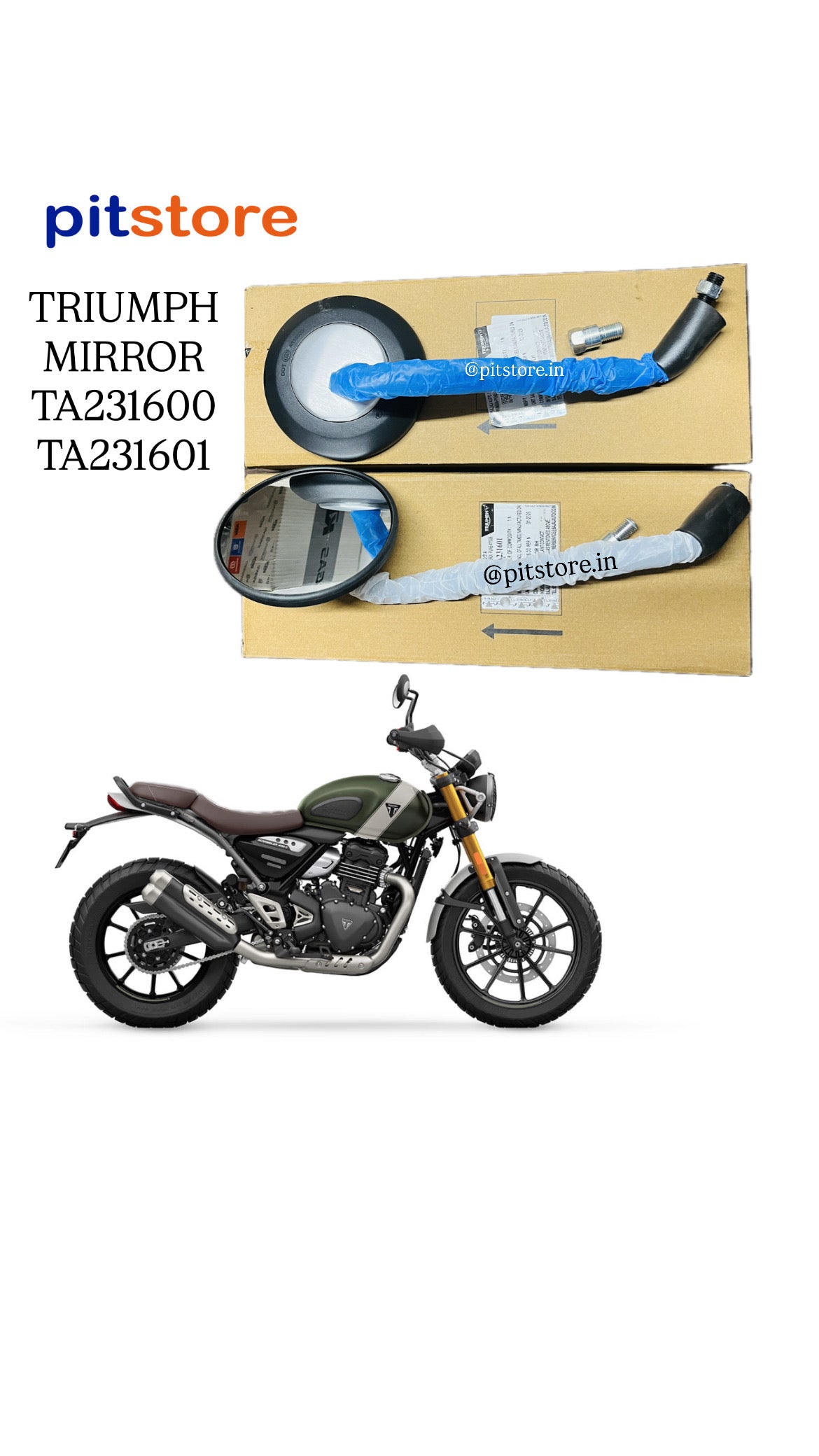 MIRROR SET (TA231600 LH)(TA231601 RH) - TRIUMPH SCRAMBLER MIRROR