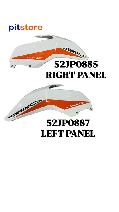 TANK PANNEL - DUKE 390 - WHITE +
DECAL - 52JP0885 + 52JP0887