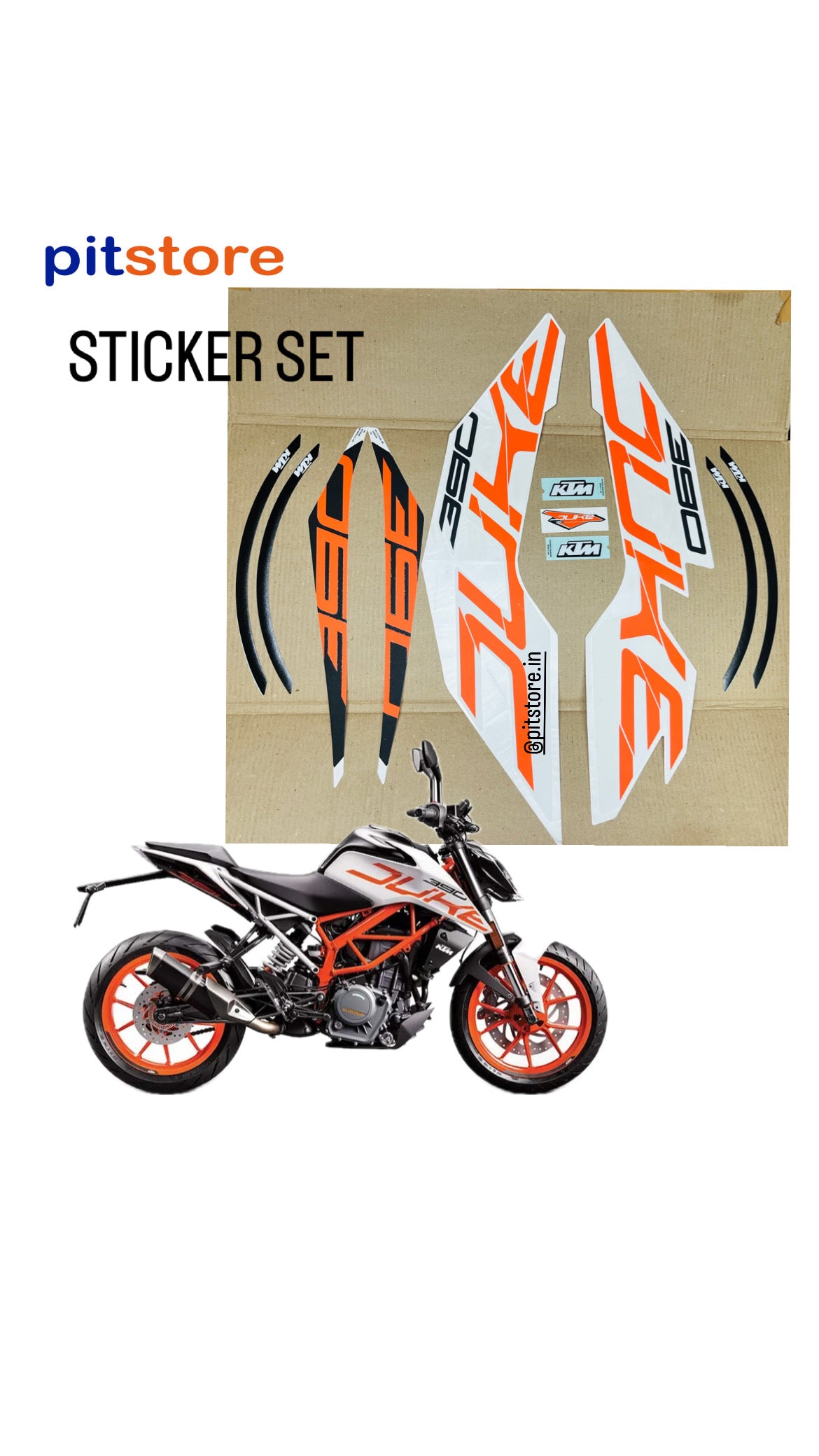 STICKER SET - WHITE ORANGE - DUKE 390 GEN-2