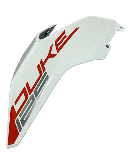 LEFT PANEL - WHITE + ORANGE STICKER - KTM DUKE 125