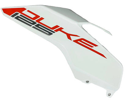 LEFT PANEL - WHITE + ORANGE STICKER - KTM DUKE 125