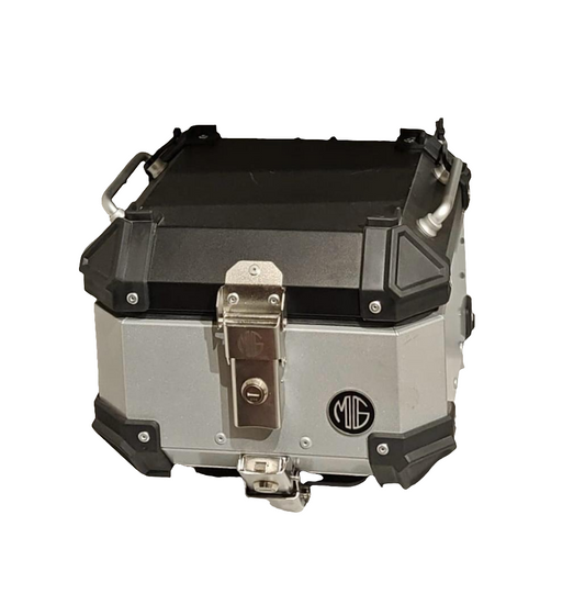MG TOP BOX Acrylonitrile Butadiene Styrene (ABS) Motorcycle Top Case - 45L (Silver)