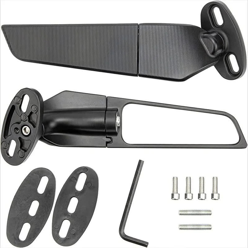 Imported Original Wind Wing RRearview Stealth Aerodynamic Mirrors Fully Faired Bikes, Motorcyles Ninja 250 300 400 GSX250R 360, R15 V4M, R15 V4, R15 V3, Adjustable (Black, Pack of 2)