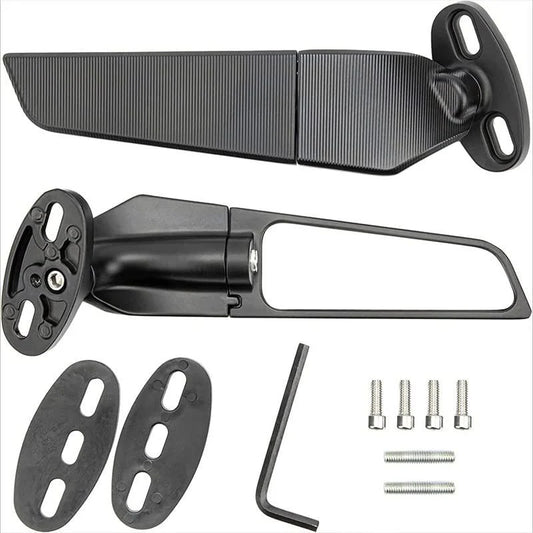 Imported Original Wind Wing RRearview Stealth Aerodynamic Mirrors Fully Faired Bikes, Motorcyles Ninja 250 300 400 GSX250R 360, R15 V4M, R15 V4, R15 V3, Adjustable (Black, Pack of 2)