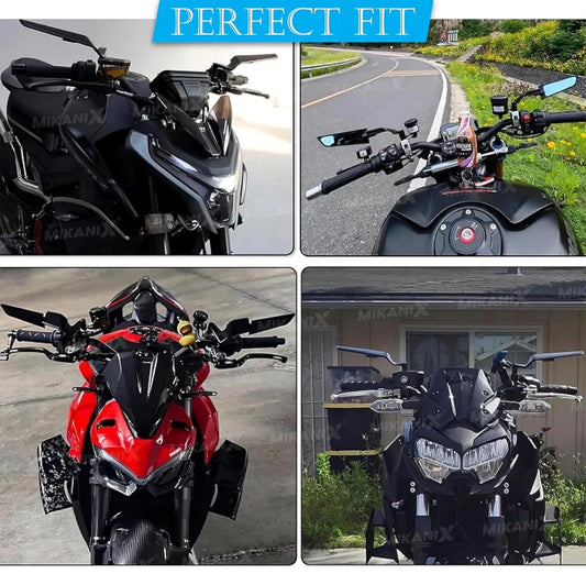 Bike Rear View Side Handle Bar York Nut Fitting Mirror | Stealth Convex Glass Mirror For All Motorcycle