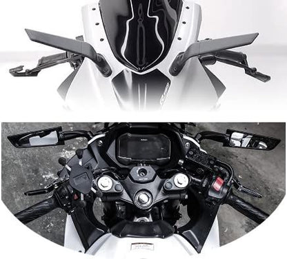 Imported Original Wind Wing RRearview Stealth Aerodynamic Mirrors Fully Faired Bikes, Motorcyles Ninja 250 300 400 GSX250R 360, R15 V4M, R15 V4, R15 V3, Adjustable (Black, Pack of 2)