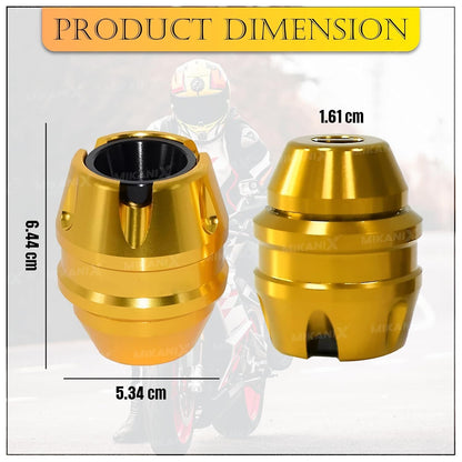 Motorcycle CNC Front Wheel Fork Sliders Anti Crash Protector For BMW, Kawasaki, R15 V3, V4, R15M, MT15, Universal For All Bikes (GOLDEN)